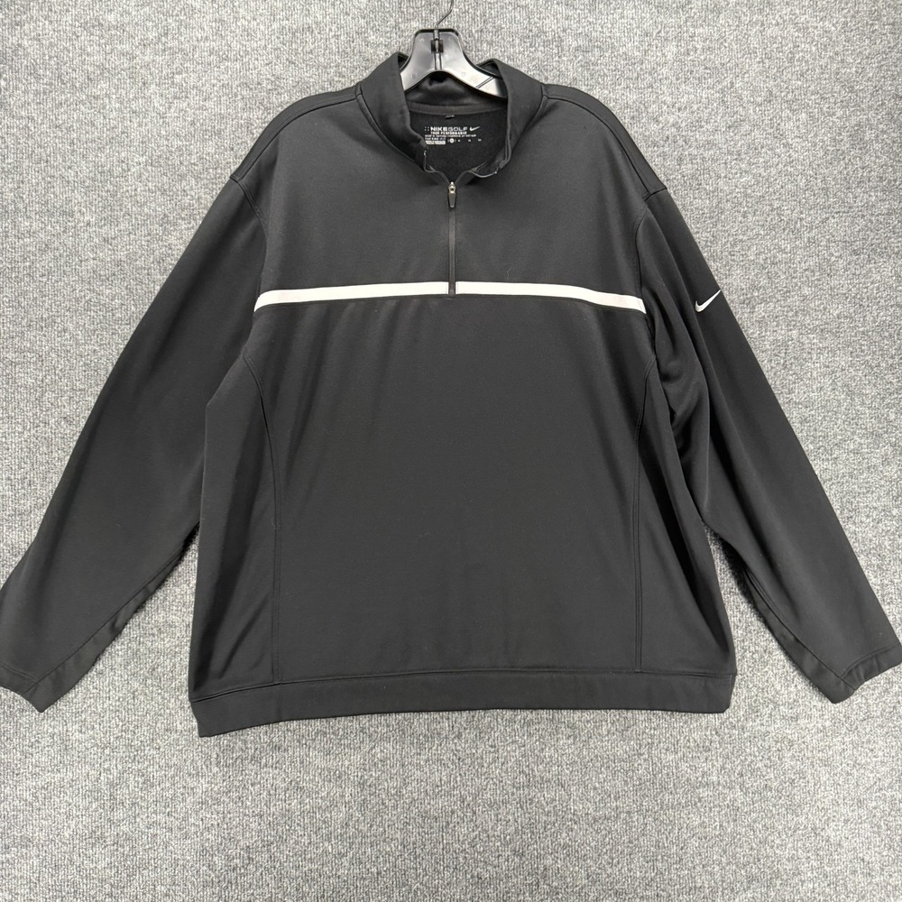 Nike Golf Sweater Mens XL Black 1/4 Zip Pullover Tour Performance Preppy Casual